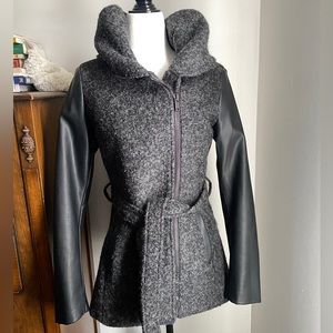 DEX Bouclé and faux leather coat